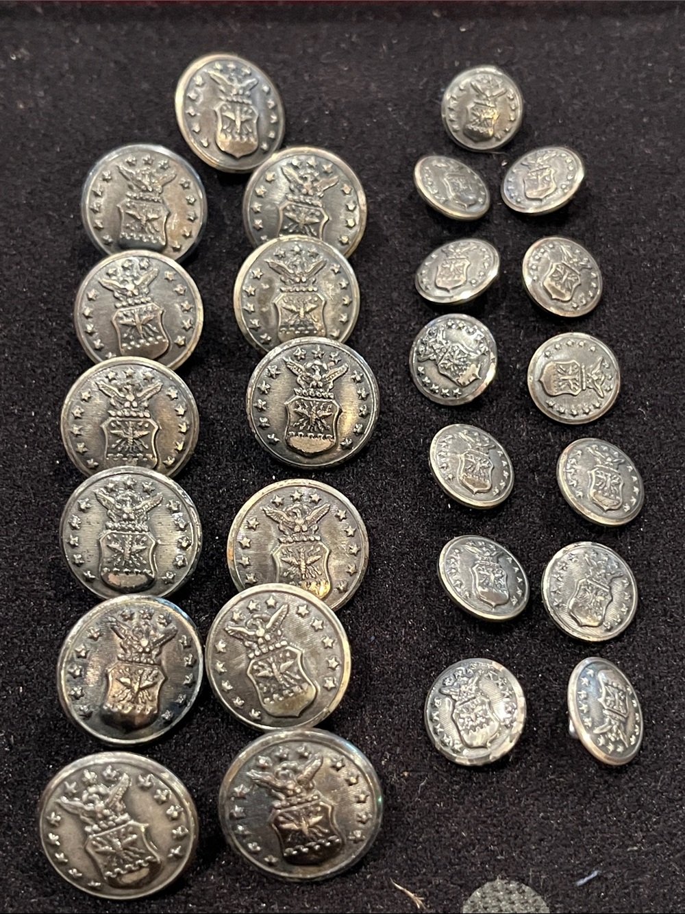 Vintage Waterbury Button Co. USAF Military Uniform Buttons Set Eagle Shield 22